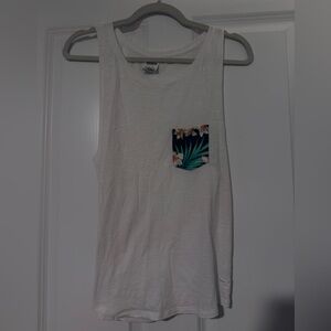 PINK Victoria's Secret White Tank Top with Floral Pocket